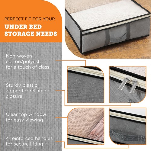 Under Bed Storage Containers - Foldable Closet Organizer with Clear Top, Stur... - Picture 5 of 7