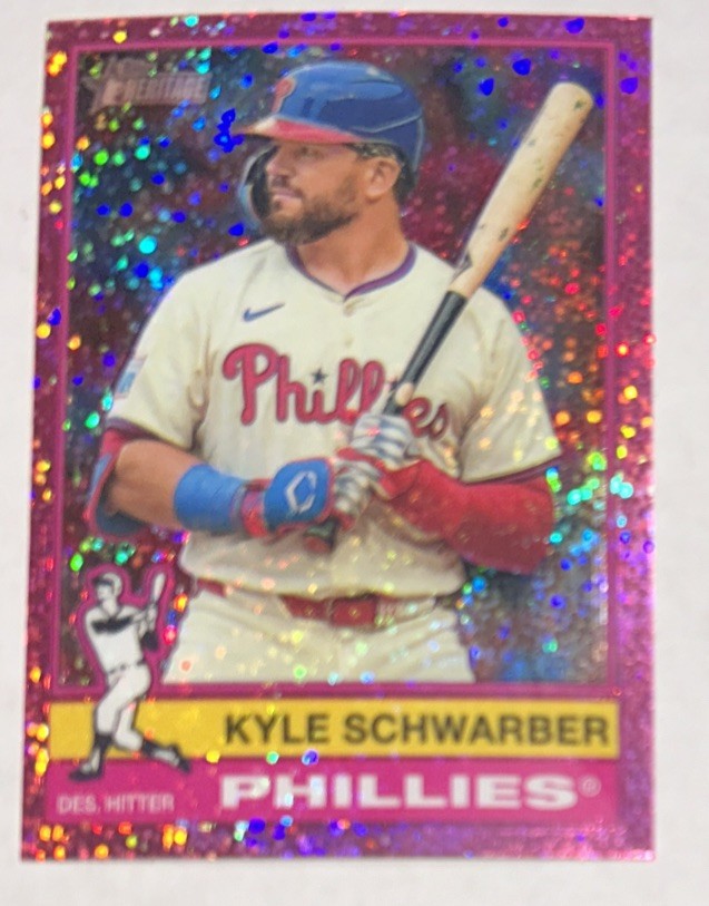 2025 Topps Heritage Kyle Schwarber- H# SP #480 Chrome Pink Sparkle Refractor