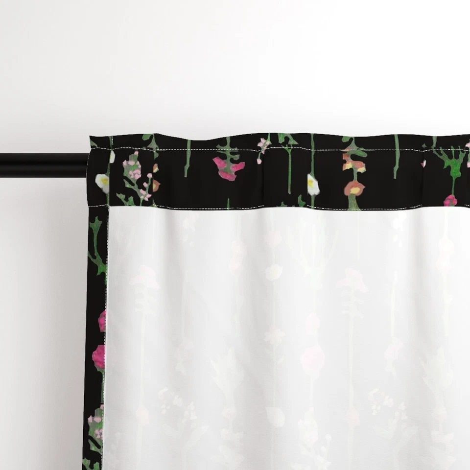 Juego de 2 paneles de cortina personalizados estampados negros botánicos oscuros florales oscuros para vivero Foto 3 de 4