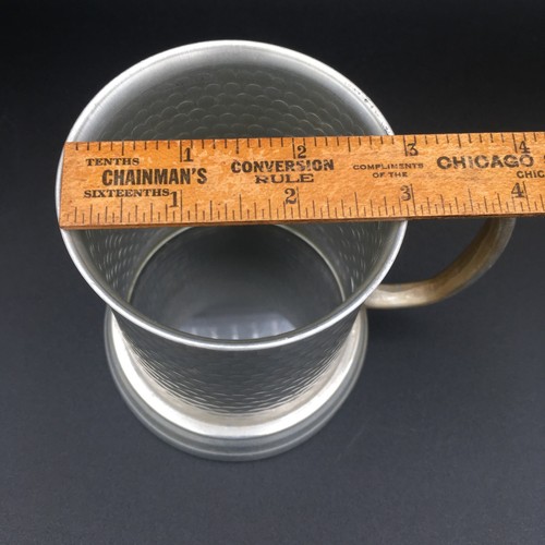 Vintage Hammered Scale Design Aluminum Glass Bottom Stein Tankard 4.5" - Picture 10 of 15