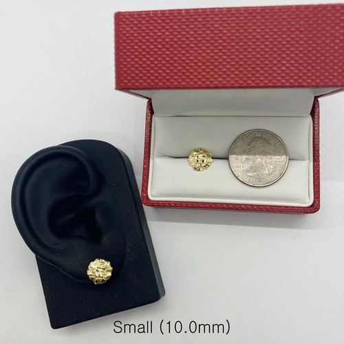 10k & 14k Solid Gold Nugget Round Circle Stud Earrings Push Back for Men/Women - Picture 4 of 7