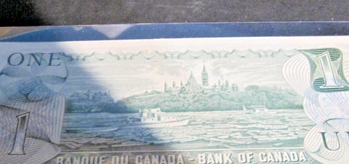 (ONE) 1 Dollar 1973 Canada Banknote SN: AMM0180205 UNC Holder Parliament Hill - Foto 4 di 4
