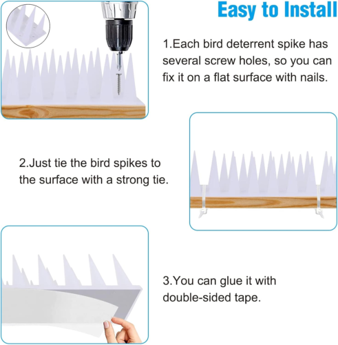 12 Pack Bird Spikes 13.2 FT Bird Deterrent for Small Birds Squirrels Cats - Picture 2 of 12