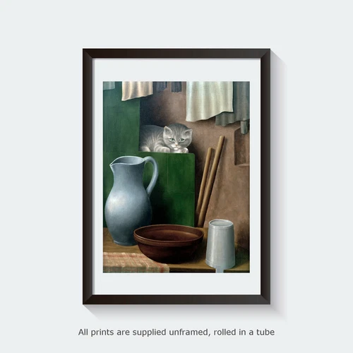 Schrimpf Still Life with Cat art print gallery wall art cat print vintage decor