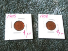 1905 And 1908 Penny Us Coin Lot - More Coins In Other Listings