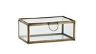 Rectangular Clear Glass Box, Aged Brass Display Trinkets Jewellery Storage, 16cm