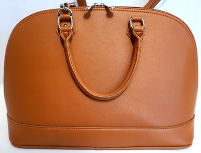 rough style bag／dark brown Leather bag with zip and inside lining. Dark brown super
