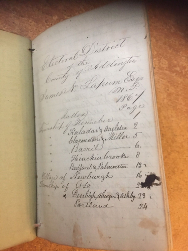 ELECTORAL DISTRICT COUNTY ADDINGTON (ONTARIO) 1867. 3 NOTEBOOKS. JAMES LAPUM MP - Bild 9 von 10