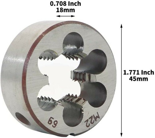  1× HSS M22×2,5mm Metrisch Rechts Rundwerkzeug, CNC Maschinengewinde Schneideisen 2,5mm Steigung - Bild 1 von 4