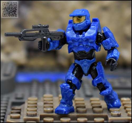 HALO CONSTRUX MEGA BLOKS BLUE UNSC SPARTAN MARK VI GEN1 MINI FIGURE FNR84 - Picture 1 of 5