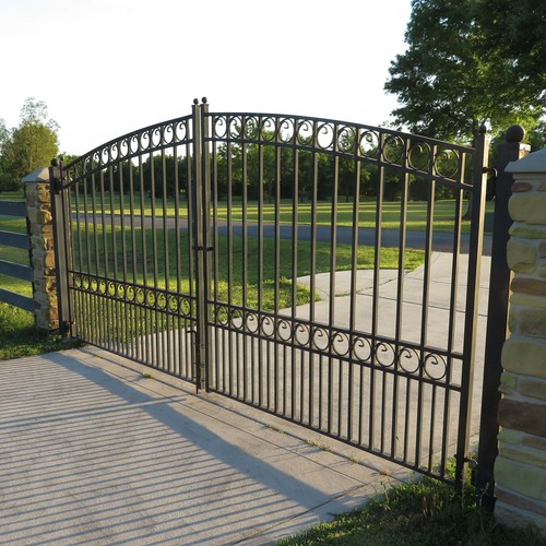 ALEKO Yard Garden Steel Dual Swing Driveway Black Gate 14 ft Paris Style - Picture 7 of 14