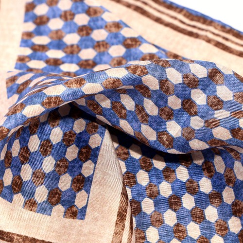 Men's 100%Silk Twill Handkerchief Denim color &brown Pocket Square 30cm 11.8in - Picture 5 of 7