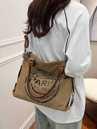 Luxury Designer Handbag Women Canvas Handbags Large Capacity Crossbody Bag - Picture 5 of 11