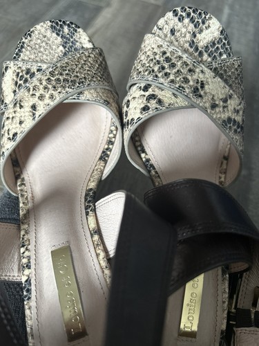 Women's Louise et Cie 'Gigi' Snakeskin Brown Leather Platform Heels 6.5 M Chunky - Picture 5 of 13