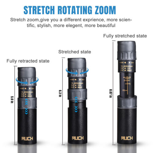 4K 10-300x40mm High Power HD Monocular Telescope with Smartphone Holder & Tripod - Picture 6 of 28