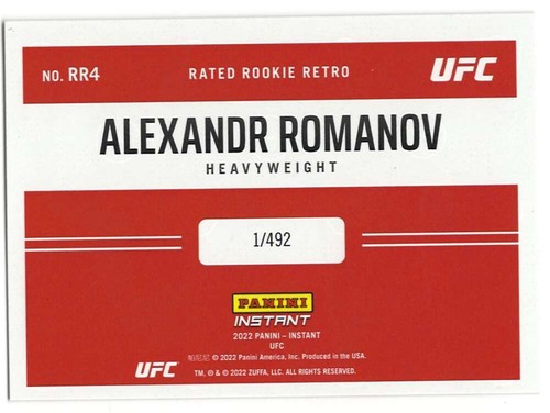 ALEXANDER ROMANOV RC 2022 Panini Instant /492 UFC Rated Rookie #4  ID:37336 - Picture 2 of 2