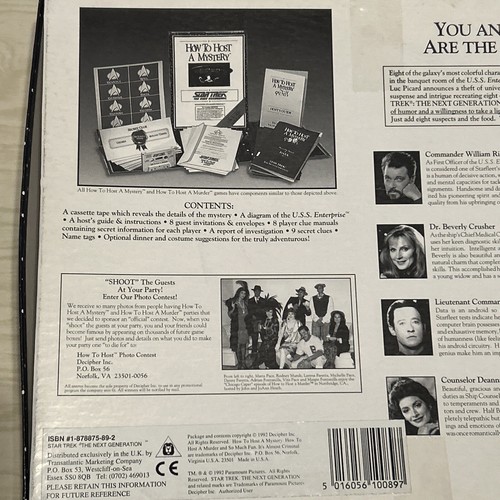 Star Trek Next Generation Game New Sealed How to Host a Mystery Party Retro 1992 - Picture 7 of 8
