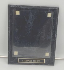 Chipper Jones Wall Plaque Photo Holder Black Marble Look With Gold Nameplate