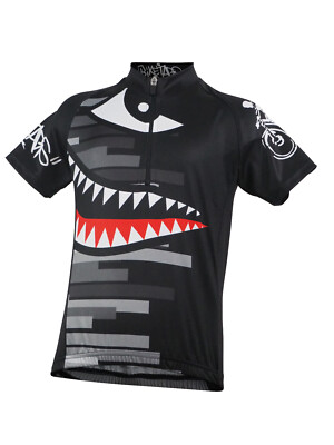 Biketags Kinder Radtrikot Black Sharky NEU