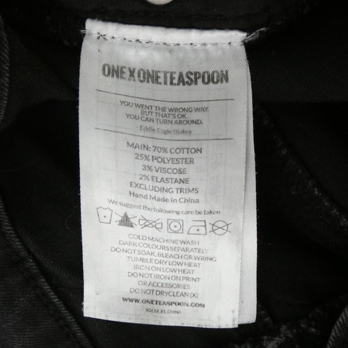 One Teaspoon Skinny Jeans Distressed Grey Stone Wash Trousers Buttons Size 26 - Picture 8 of 9