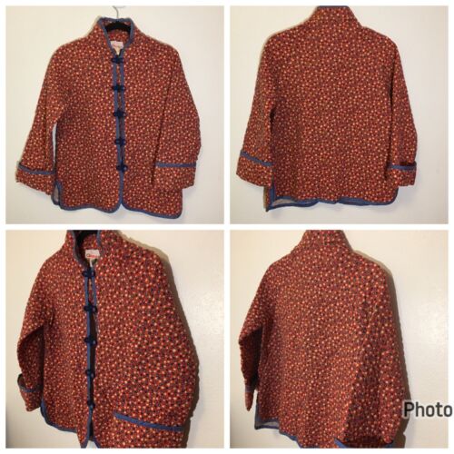 Vintage 70s Quilted Ditsy Floral Jacket Cheongsam Festival Kimono Hippy BT - Picture 2 of 14