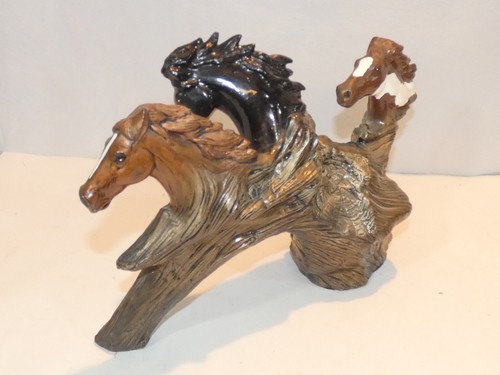 Three Horse Ceramic Sculpture Stallion Palomino Handmade 14 x 8 Made USA - Picture 10 of 12