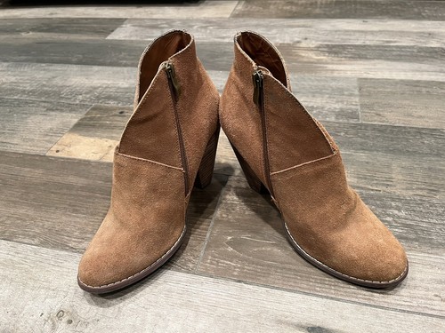 Sabine Jenillo Suede Leather Stacked Heel Bootie Womens Sz 8.5