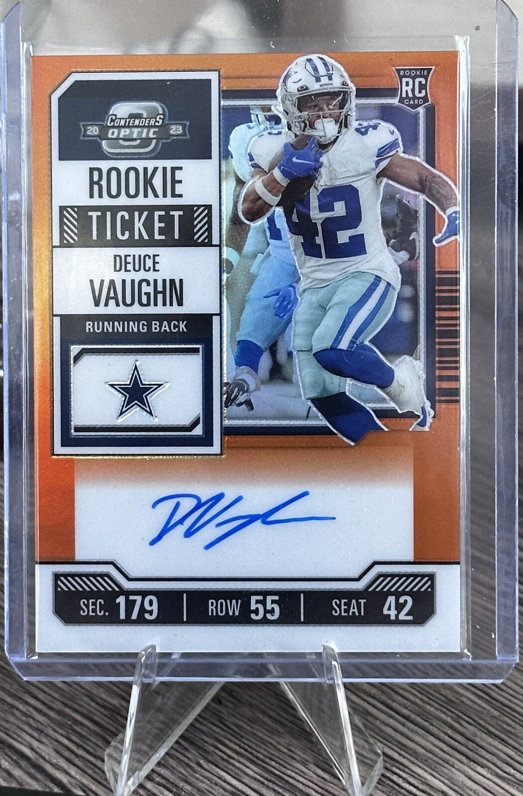 2023 Panini Contenders Optic DEUCE VAUGHN Orange Rookie Ticket Auto /50 Cowboys