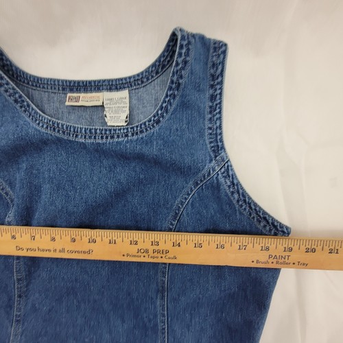 VTG Faded Glory Dress LARGE Blue Jean Maxi Mid Weight Denim Side Buttons Pockets - Picture 8 of 13