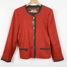 Vintage Blazer Size 10 Red Trachtenmoden Alpentraum Button Up Shoulder Pads
