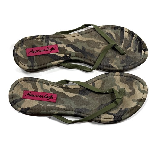 American Eagle Outfitters Flip Flop Sandals Womens Sz 8 Camo Camouflage Slip On - Picture 2 of 6