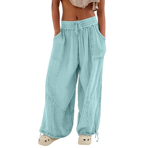 Damen Cargohose Baggy weites Bein locker hoher Bund Taschen Jogginghose Hose - Bild 3 von 48
