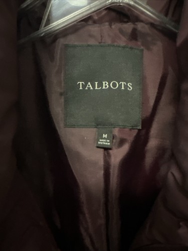 Talbots Down Puffer Jacket Coat Women Size M Burgundy Pockets - Picture 2 of 14