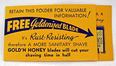 Vintage Honey Blade Co Sample Double Edge Honey Razor Blade Chandler St Louis Mo