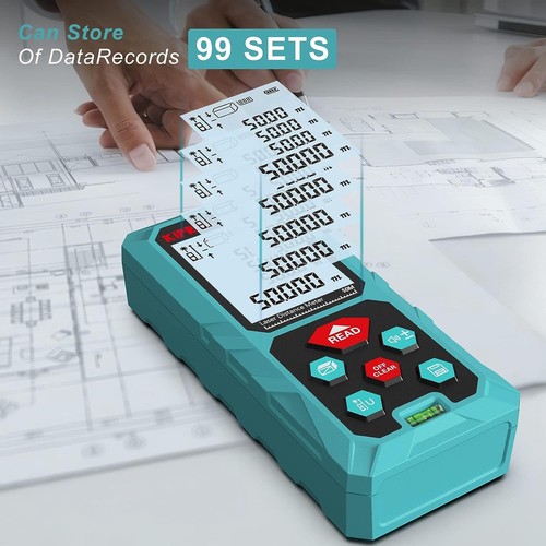 Misuratore di distanza laser misura 165 piedi con 2 livelli a bolle LCD retroilluminato archiviazione dati - Foto 4 di 10