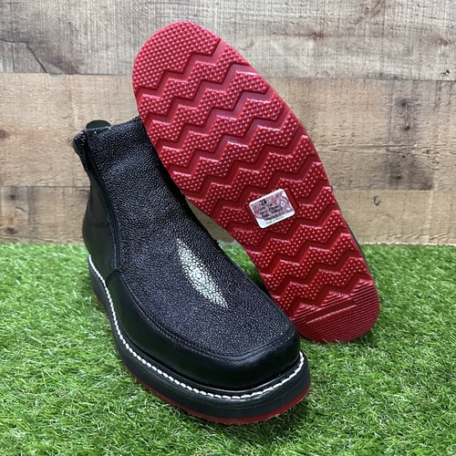 BOTAS DE TRABAJO INFORMALES HOMBRE CUERO GENUINO CREMALLERA NEGRAS CON SUELA ROJA BOTA DE TRABAJO - Imagen 9 de 24