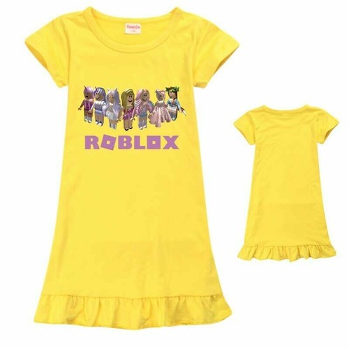 Kids Girls Summer Roblox Girls Printed Pajamas Night Dress Sleepwear - Picture 27 of 63