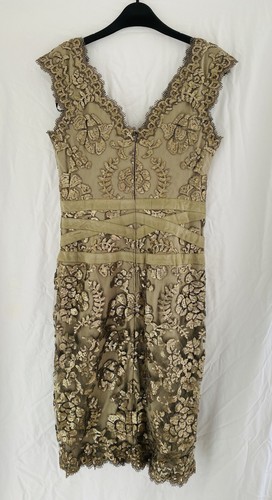 Tadashi Shoji Dress New Gold sequin UK 8 wedding occasion RRP$329 Cocktail Shift - Picture 8 of 15