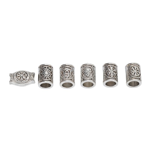 6Pc Viking Beads Celtic Beard in Antique Silver Charm Dreadlock Hair Bead Ring - Bild 5 von 12