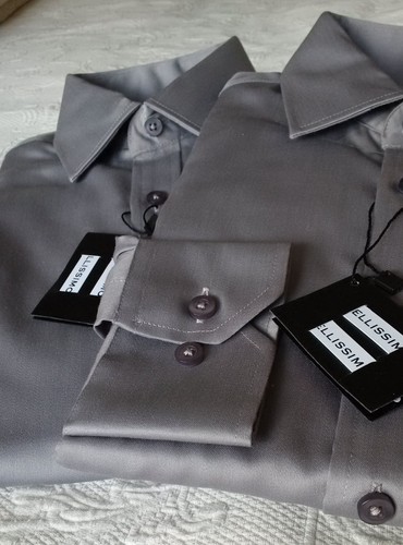 Camisa Bellissimo 15 Gris Para Hombre Manga Larga Con Botones Nueva Con Etiquetas Lote de 2 Sin Arrugas - Imagen 5 de 9
