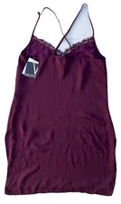 Valette Burgundy Lace Slip Dress XS Strappy V Neck Mini Elegant Party