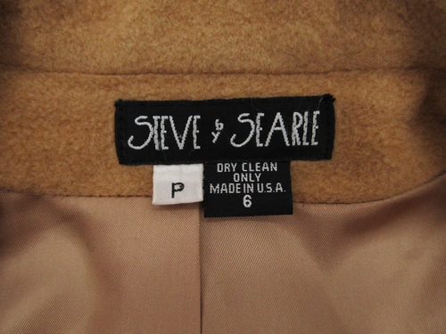 Vtg Steve by Searle Pea Coat Womens Sz 6 Black Tan Cashmere Wool Double Breasted - Picture 5 of 12