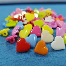 30pcs Plastic Mixed Color .59" Heart Shank Buttons For Sewing & Crafts - New