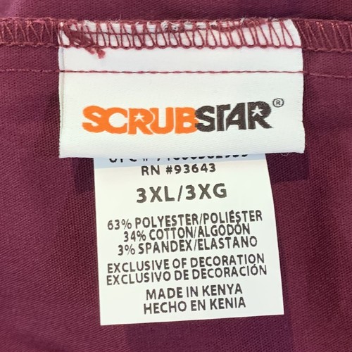 Scrubstar Womens Regular Fit Straight Leg Scrub Pant 3XL New with Tags Wine Nice - Picture 10 of 12