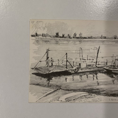 R. Misselhorn Vintage Postkarte Fähre Boot Skizze Dock Auto Personen - Bild 5 von 6