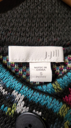 J. Jill Trailing Flowers Jacquard Sweater Coat Topper Size Small - Bild 3 von 5