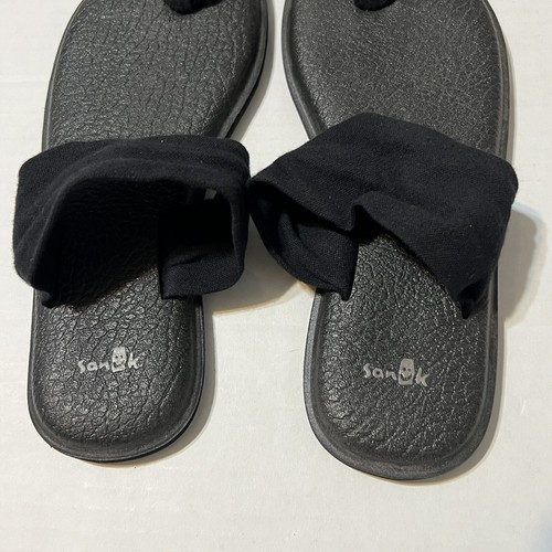 Sanuk Yoga Sling Womens Sz 9 Shoes Black Thong Comfort Foam Sandals - Picture 5 of 11