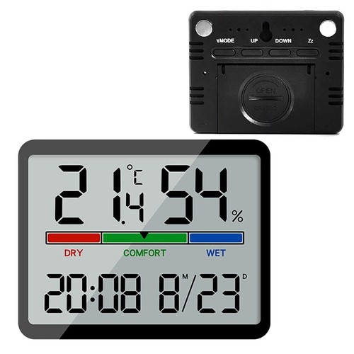 Digital Electronic Alarm Clock Thermometer Wall Clock LCD Large Screen Display - Picture 11 of 13