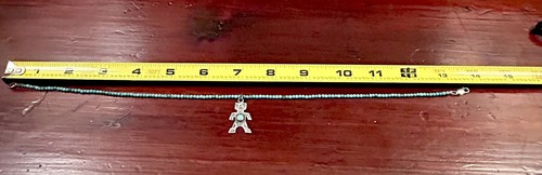 Vintage Sterling Navajo Kachina Pendant On 14” 2.65 MM Turquoise Bead Chain - Picture 12 of 15