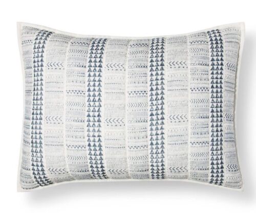 Almohada estándar Threshold Cotton Global Stripe azul blanco nueva con etiquetas - Imagen 2 de 3